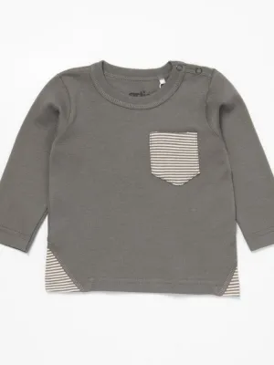 Artie - Baby and Toddler Stripes Grey Long Sleeve Top
