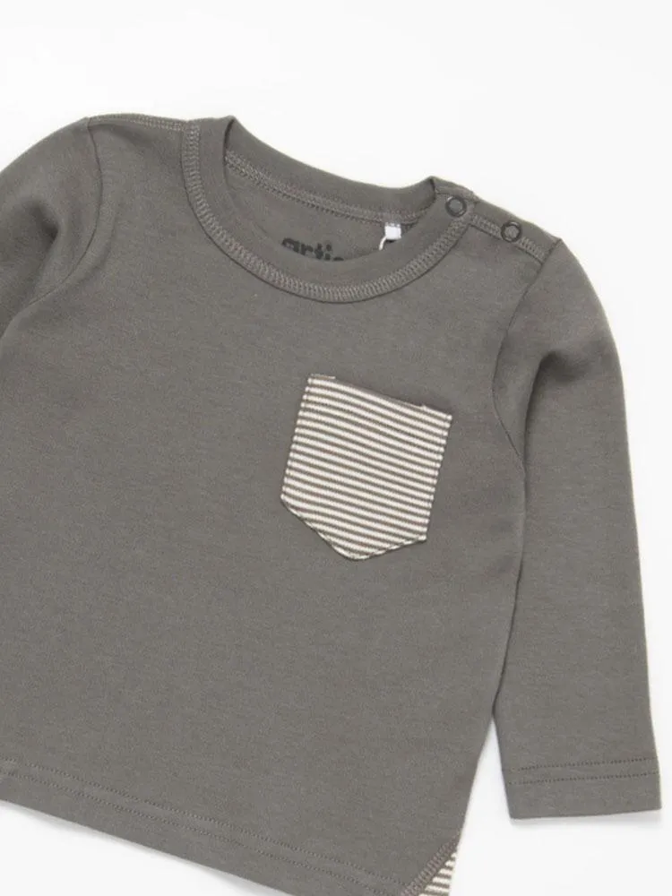 Artie - Baby and Toddler Stripes Grey Long Sleeve Top