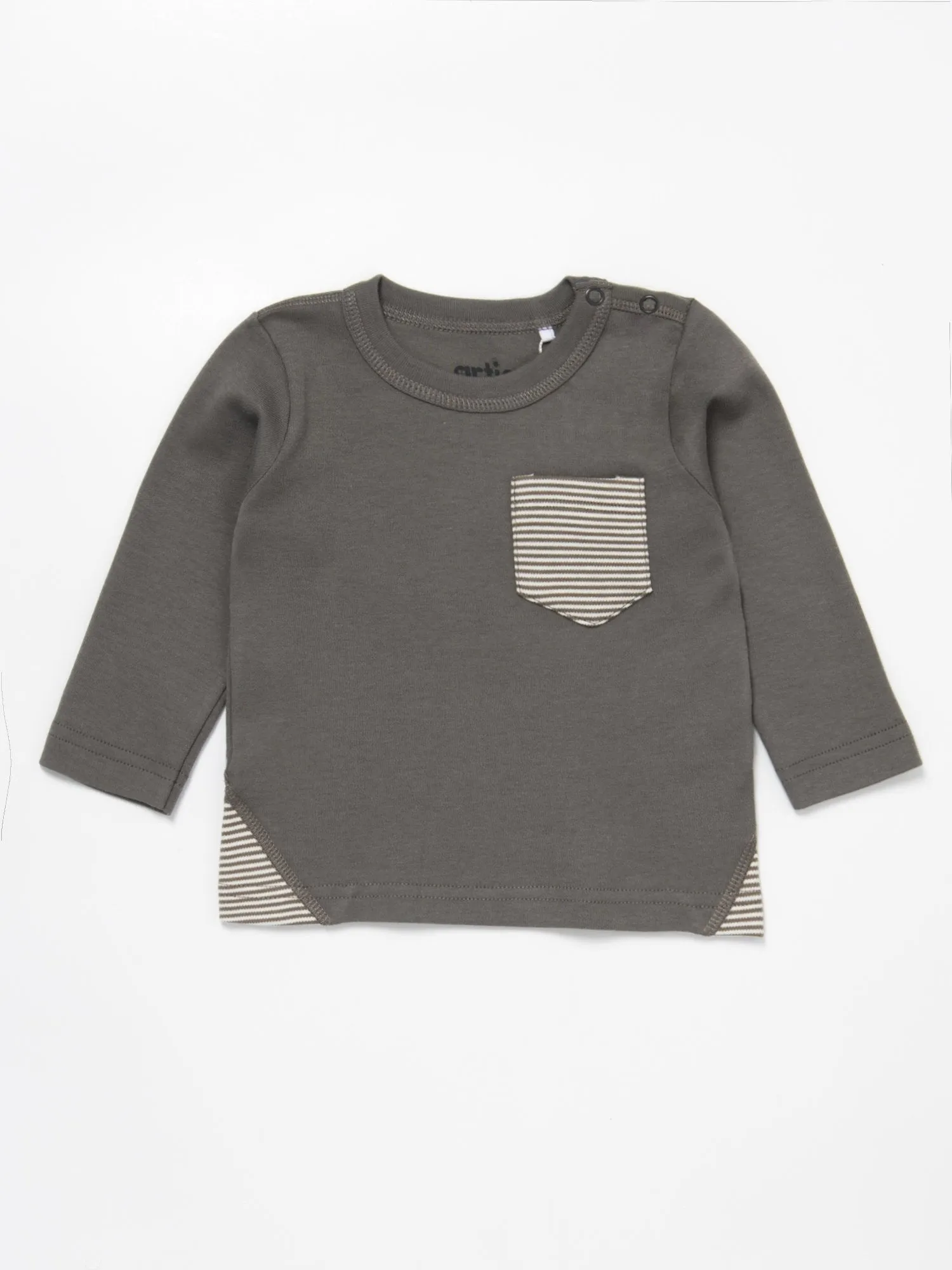 Artie - Baby and Toddler Stripes Grey Long Sleeve Top