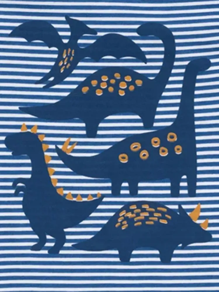 Artie - Dinosaurs Striped Blue and White T Shirt