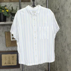 Ava & Viv Womens Plus Size Button Up Shirt 1678d33b37ee8a Blue / White Stripe 1X