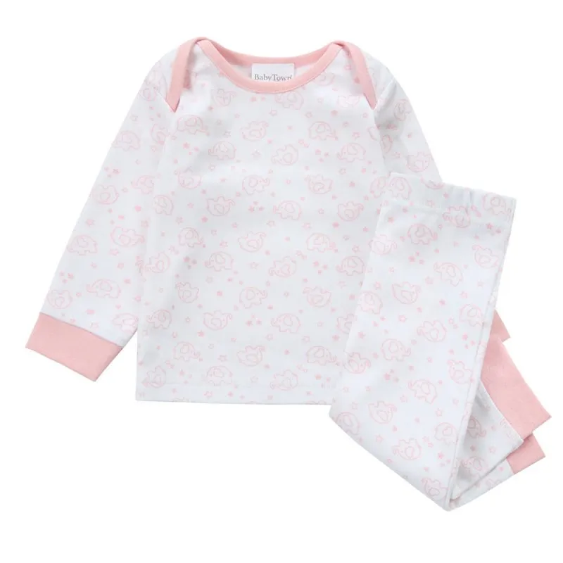 Baby girls elephant print personalised pyjamas