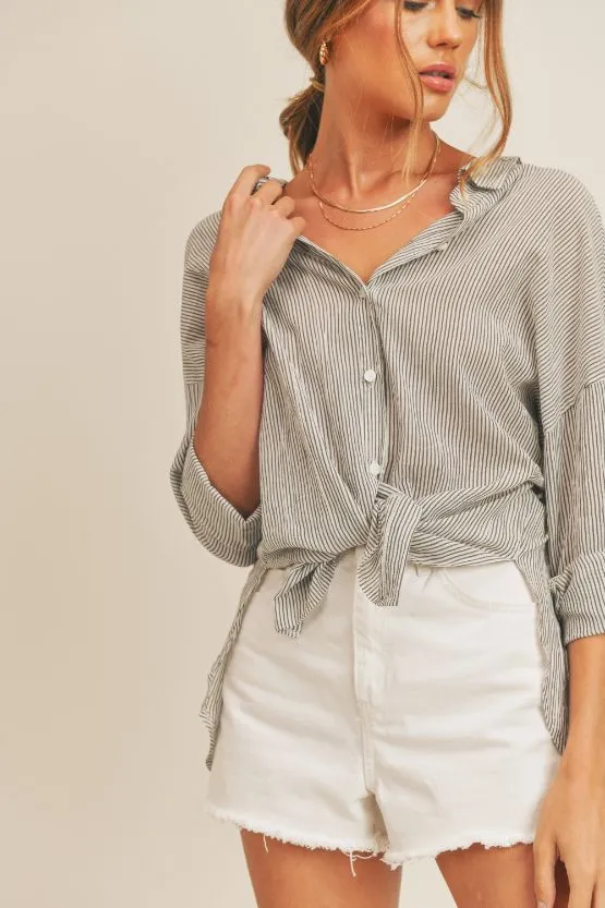 Balmy Breeze Scoop Back Linen Shirt