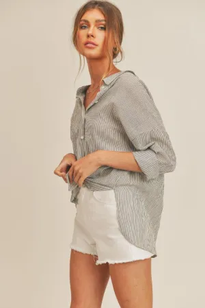 Balmy Breeze Scoop Back Linen Shirt