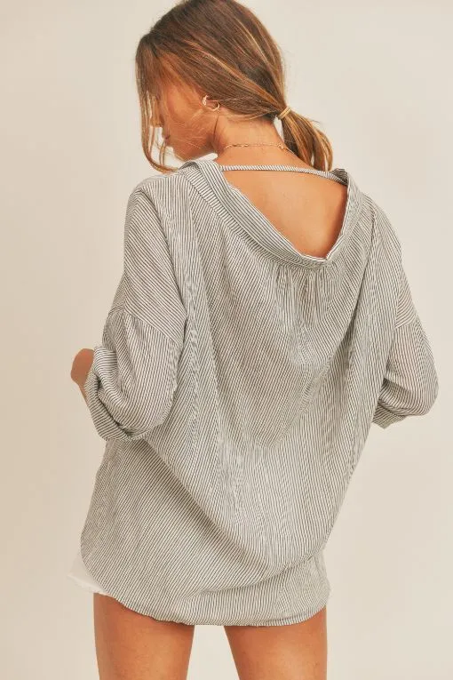 Balmy Breeze Scoop Back Linen Shirt