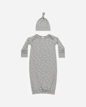 Bamboo Baby Gown   Hat Set || Blue Ditsy