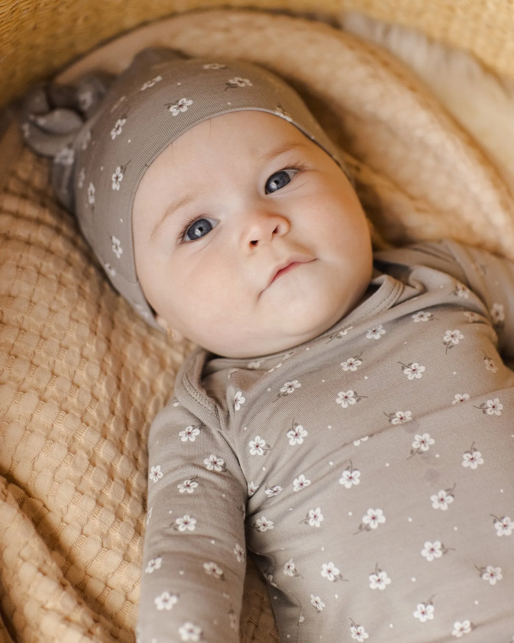 Bamboo Baby Gown   Hat Set || Blue Ditsy