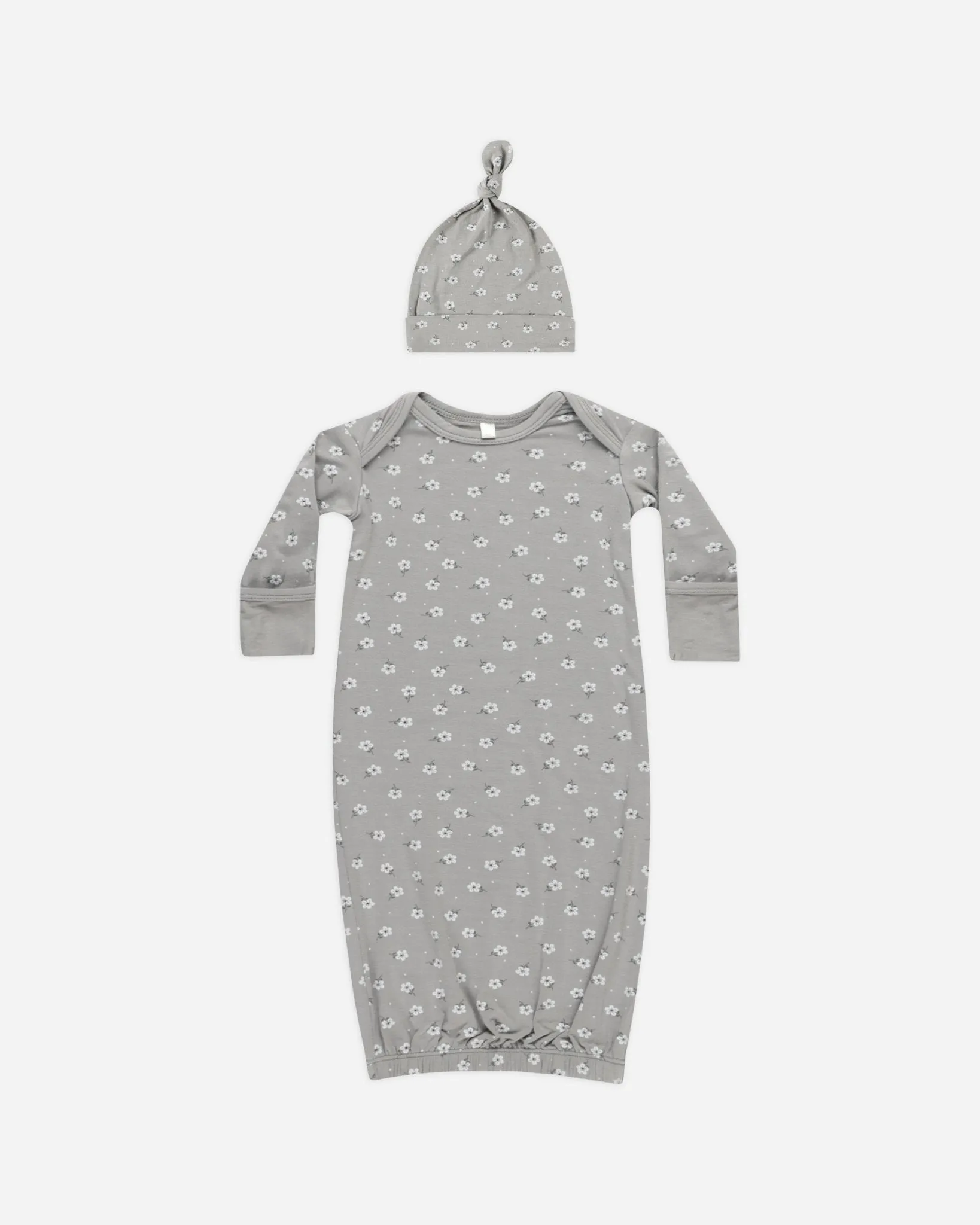 Bamboo Baby Gown   Hat Set || Blue Ditsy