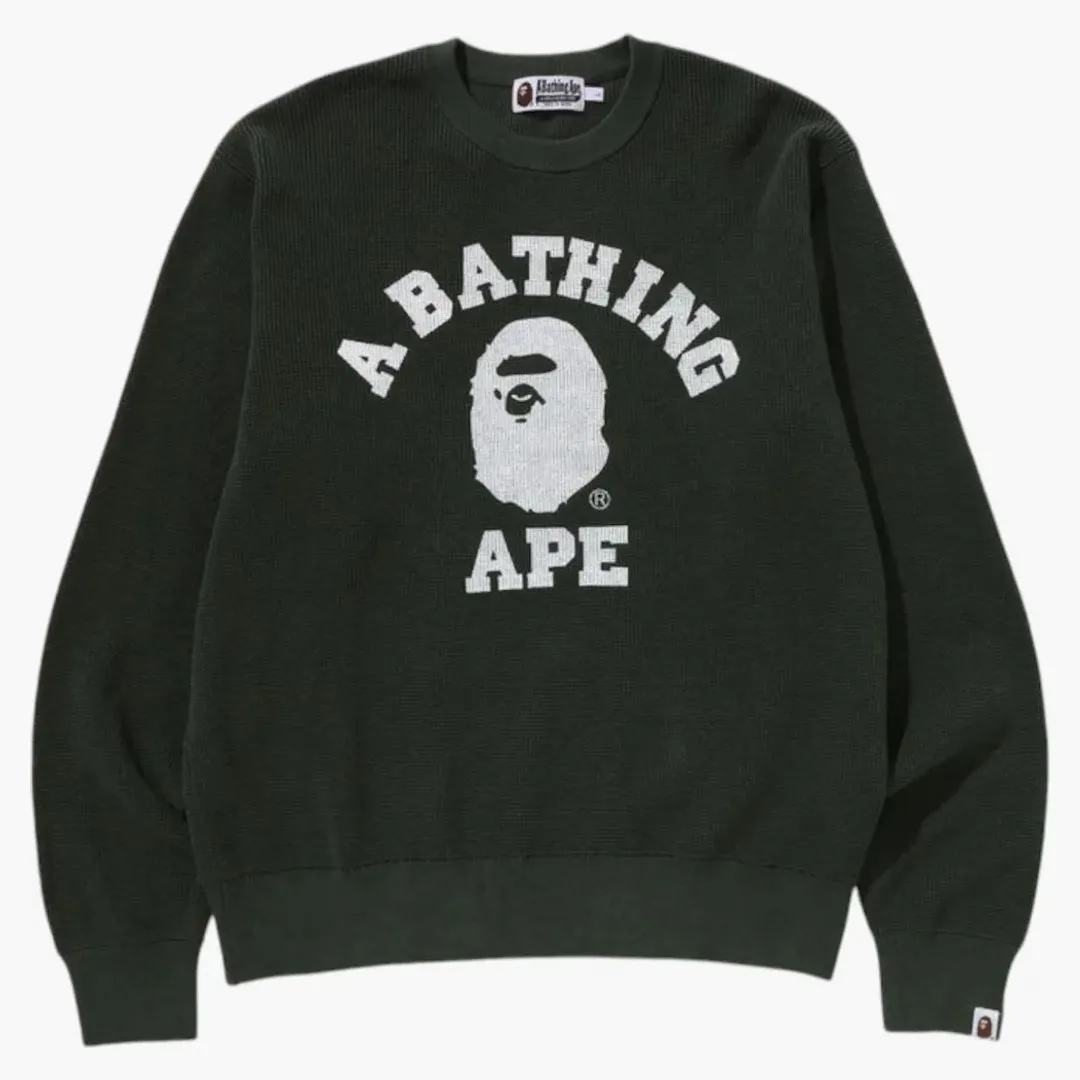 Bape College Waffle Crewneck Sweater Green