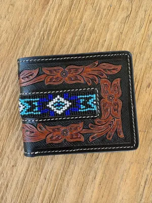 Beaded Tooled Bifold Wallet