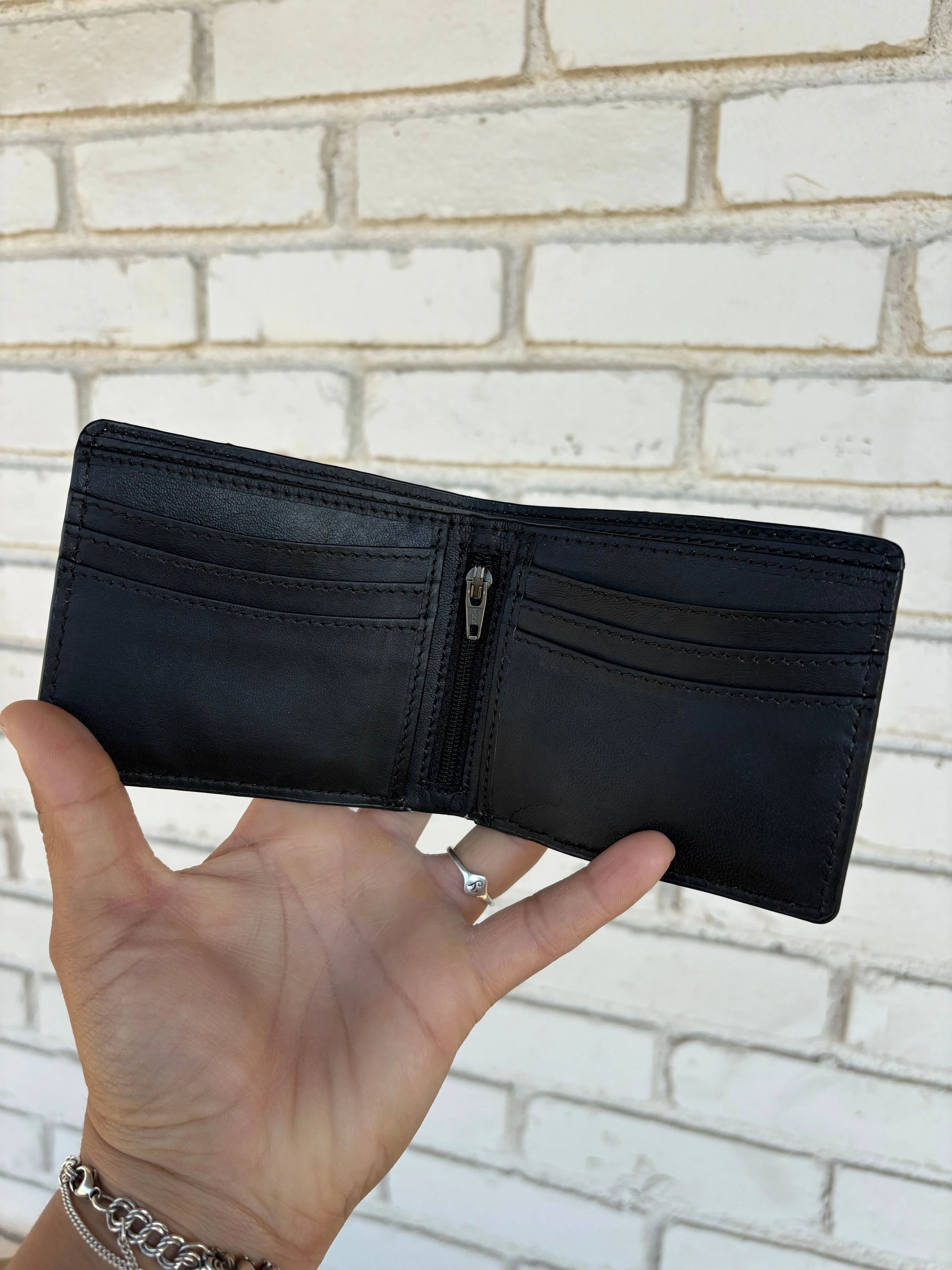 Beaded   Tooled Leather Bifold Wallet