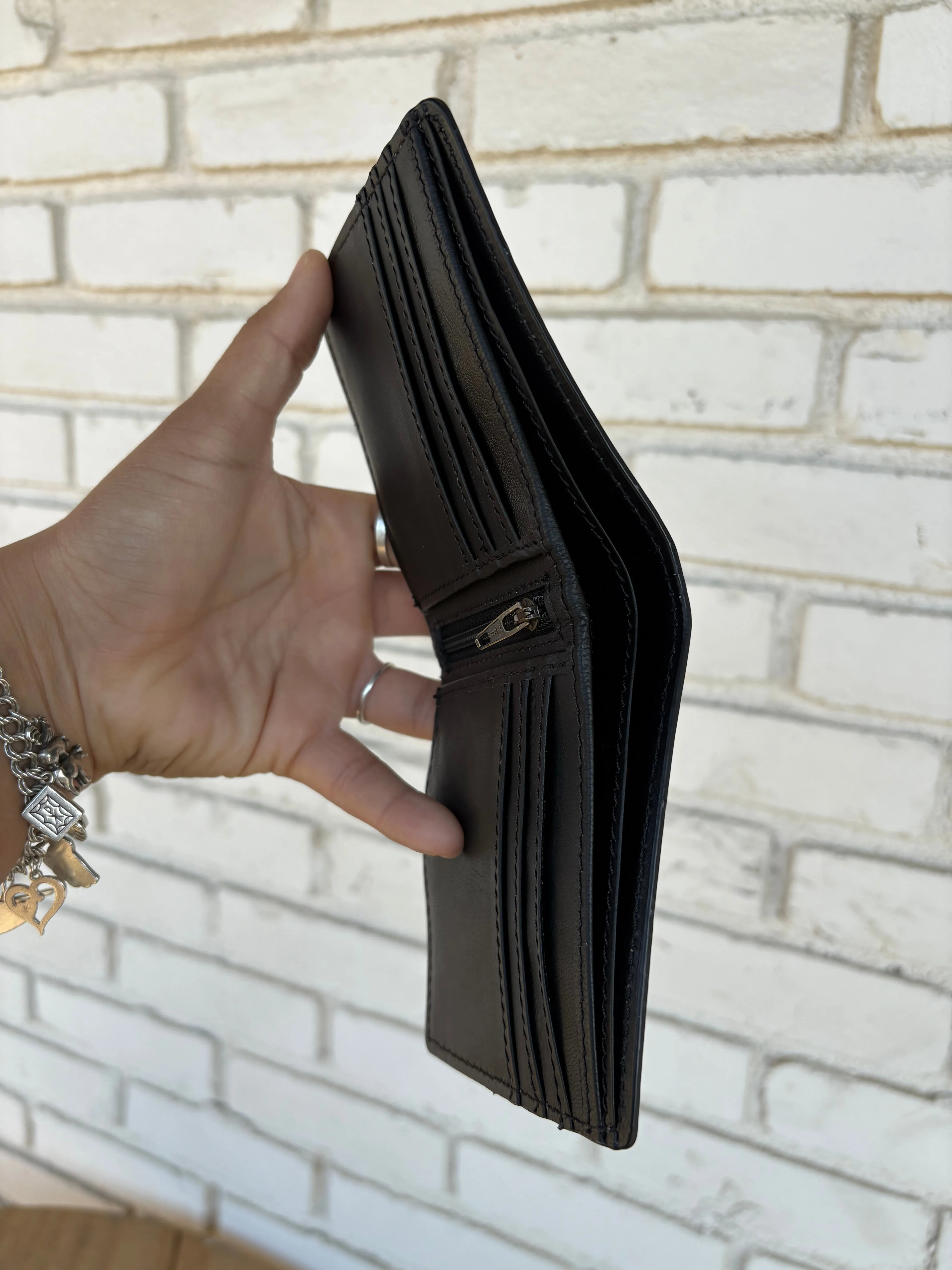 Beaded   Tooled Leather Bifold Wallet