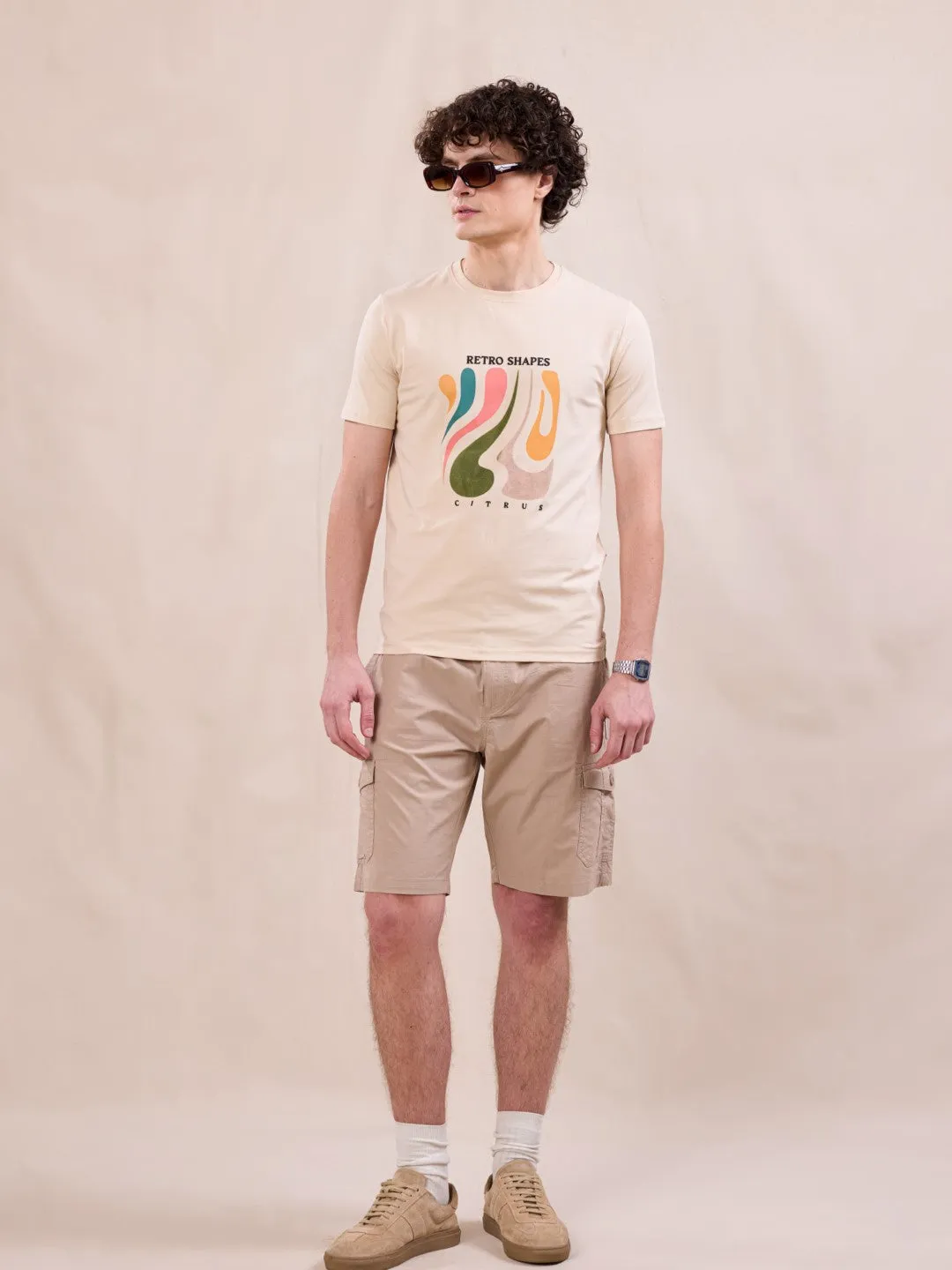 Beige Graphic Print T-Shirt