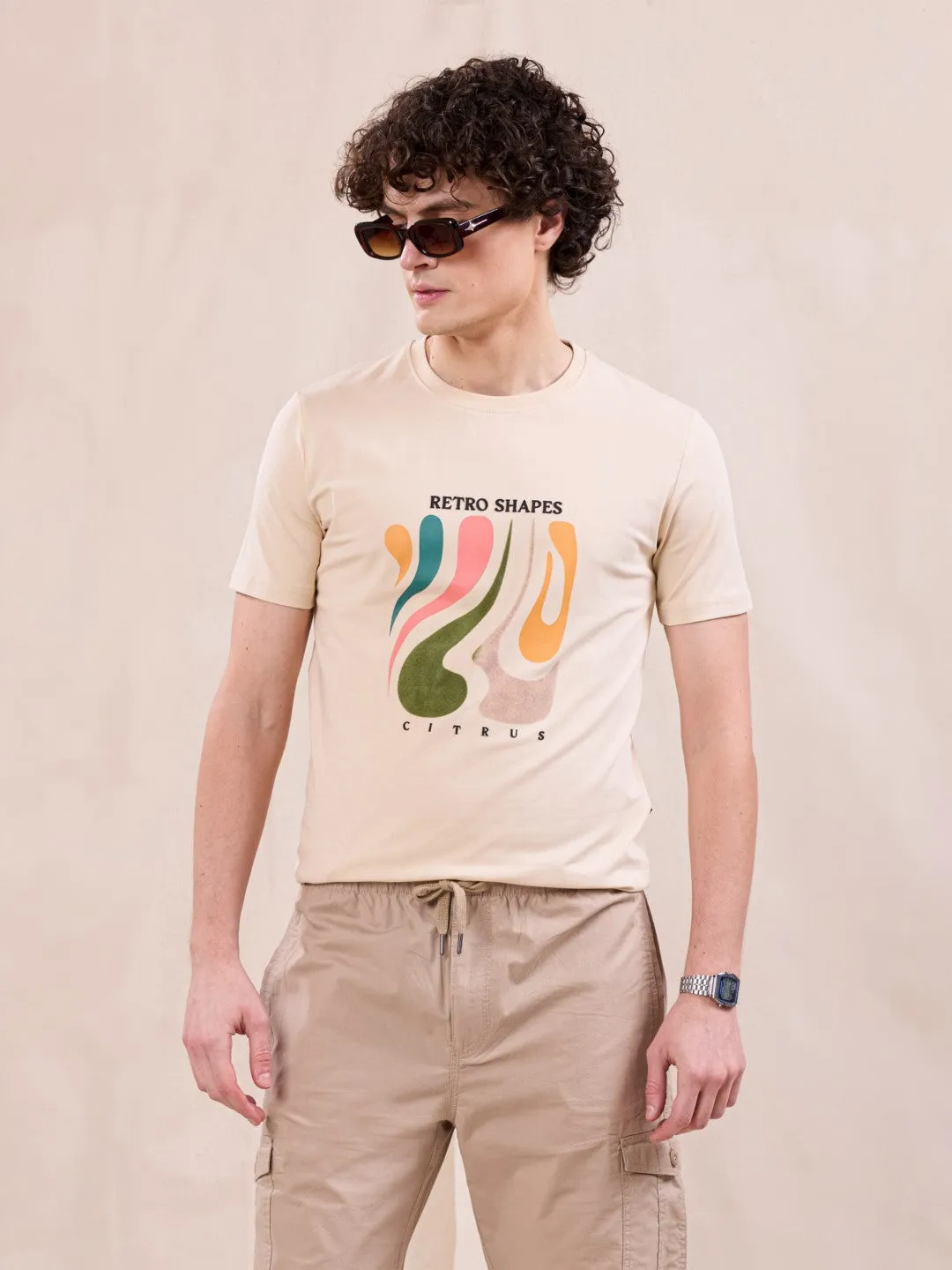 Beige Graphic Print T-Shirt