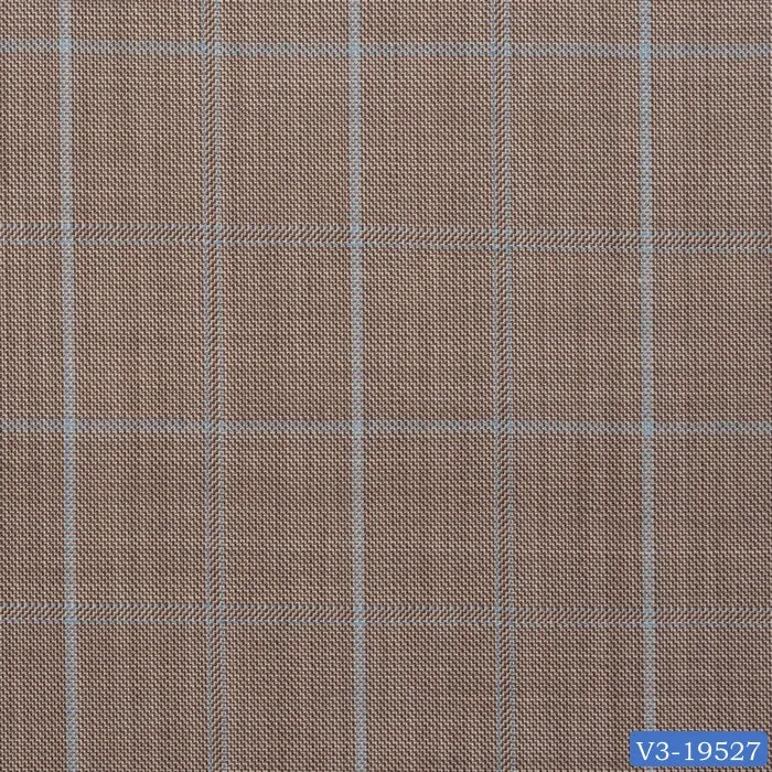 Beige with Light Blue Check Regular Suit