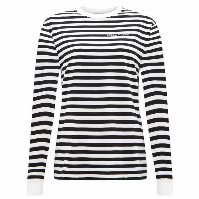 Bella Freud Long Sleeved Stripe T-Shirt Black / White Stripe
