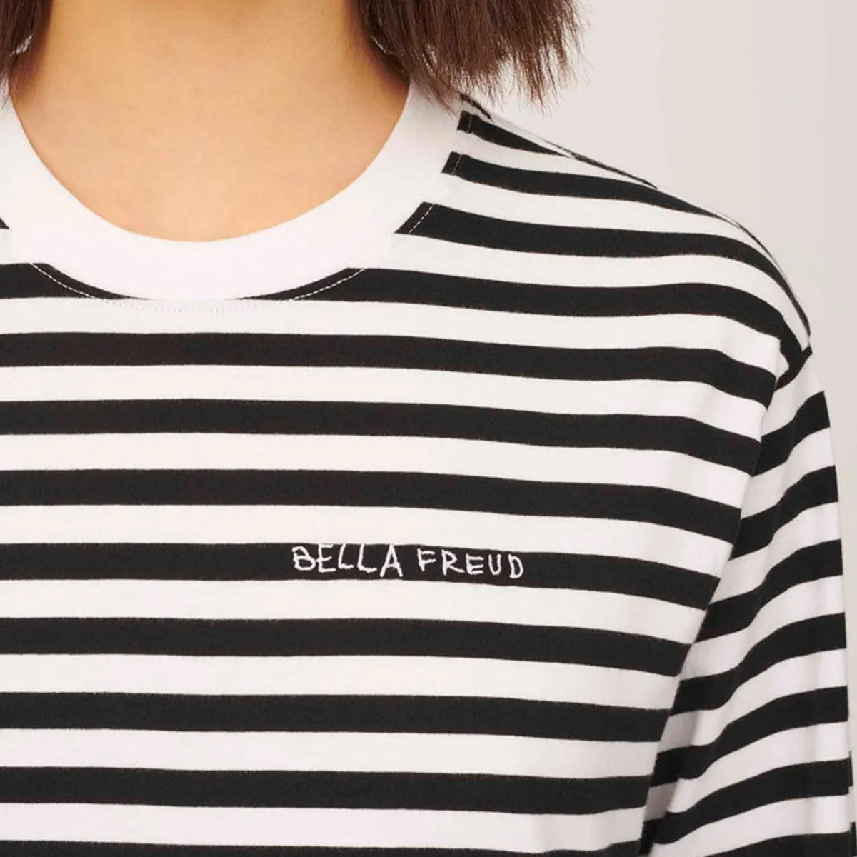 Bella Freud Long Sleeved Stripe T-Shirt Black / White Stripe