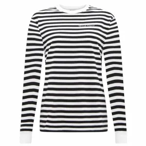 Bella Freud Long Sleeved Stripe T-Shirt Black / White Stripe