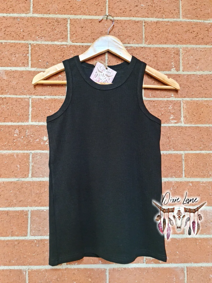 Betty Ribbed Tank - Black
