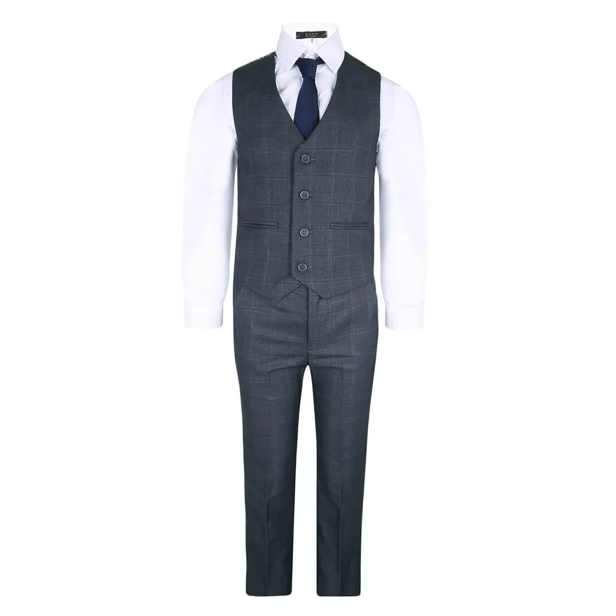 Billy - Dark Grey Fine Check 5 Piece Suit