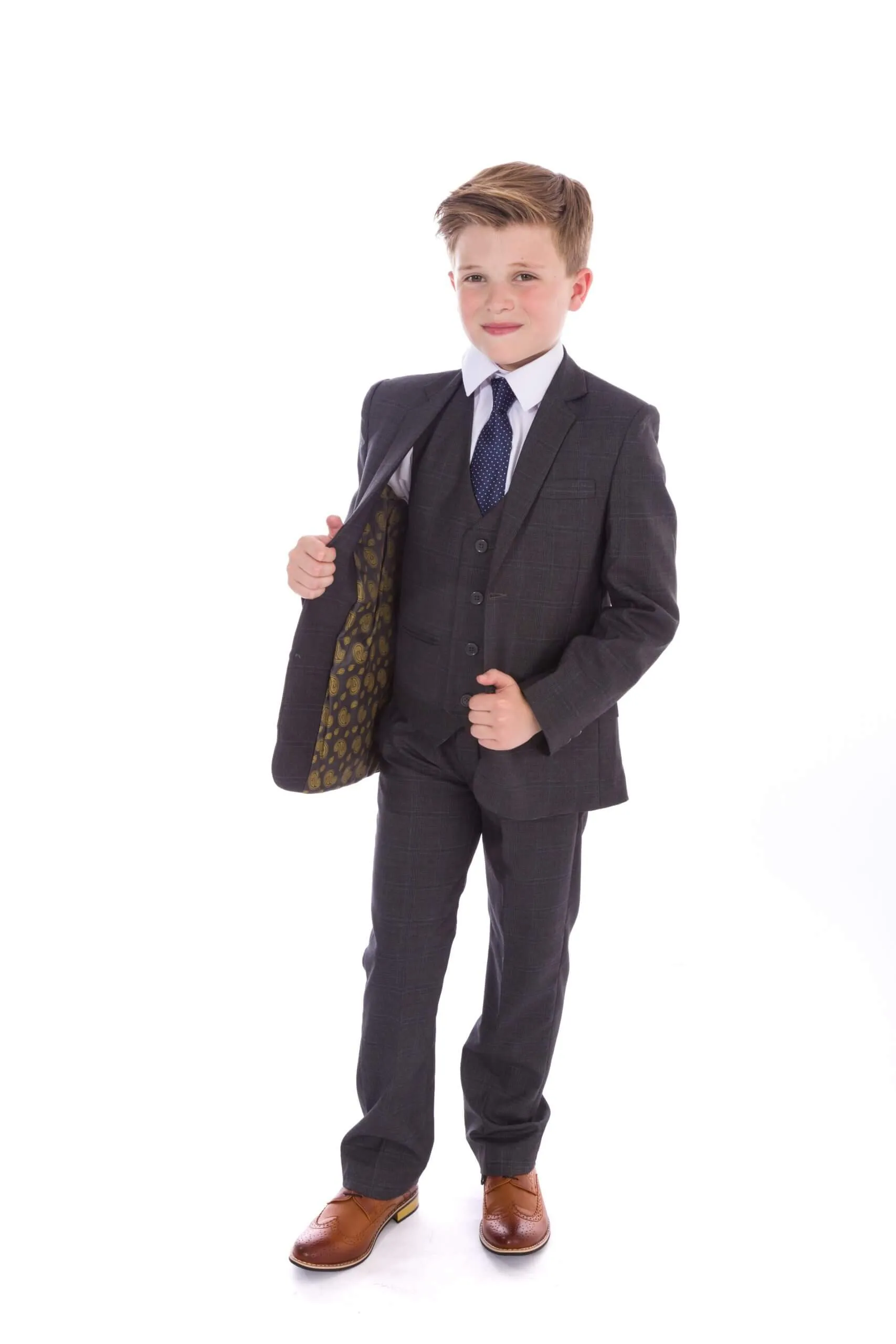 Billy - Dark Grey Fine Check 5 Piece Suit