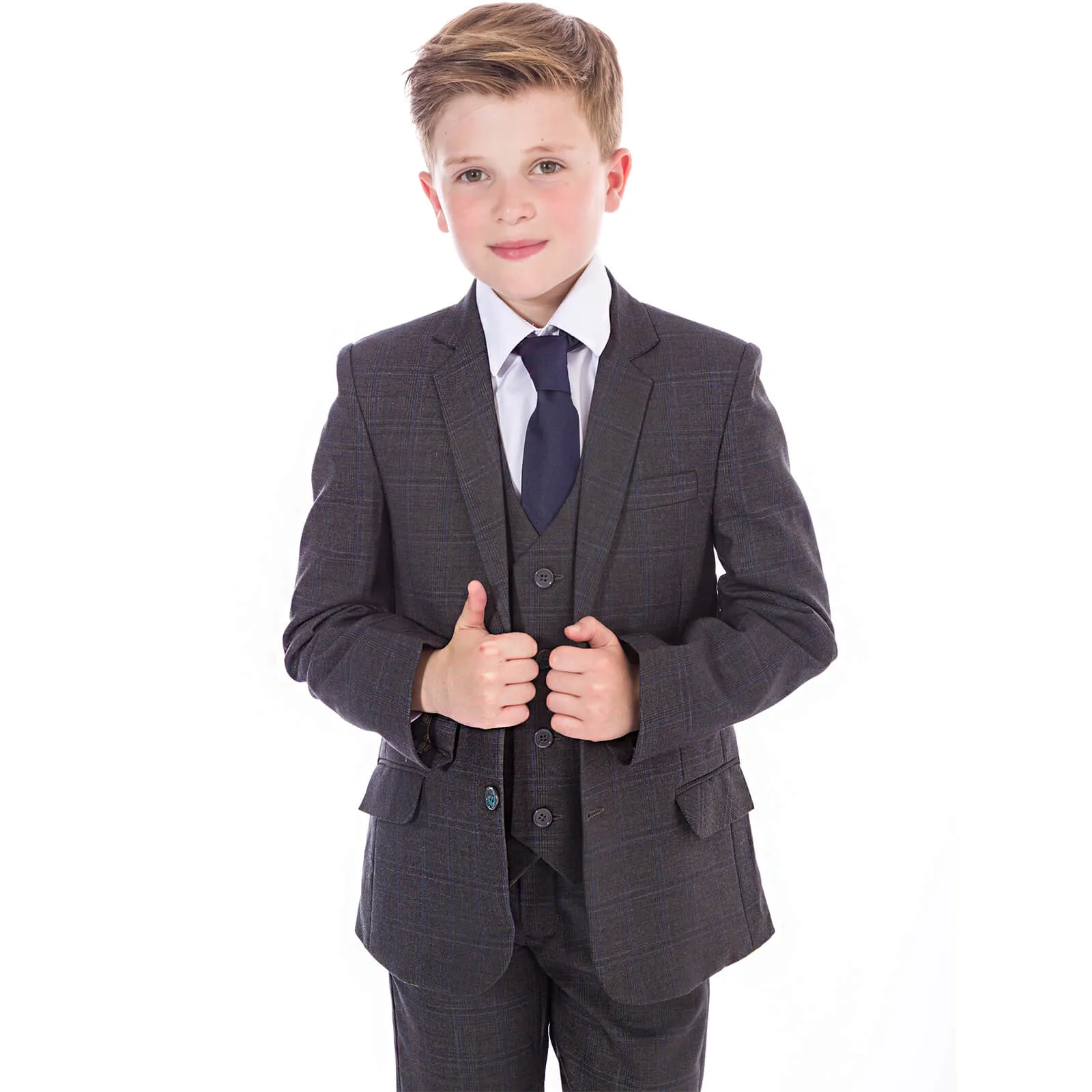Billy - Dark Grey Fine Check 5 Piece Suit