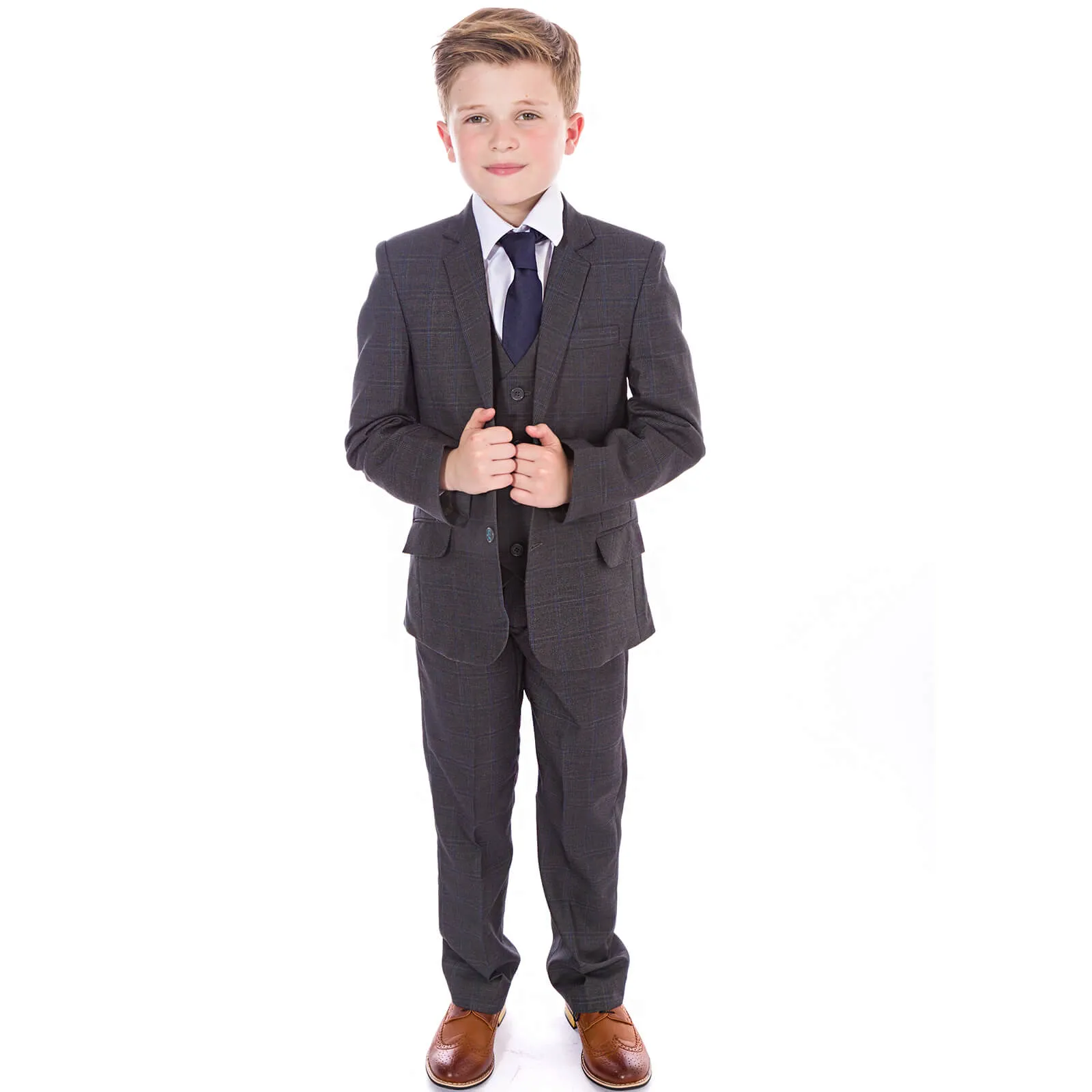 Billy - Dark Grey Fine Check 5 Piece Suit
