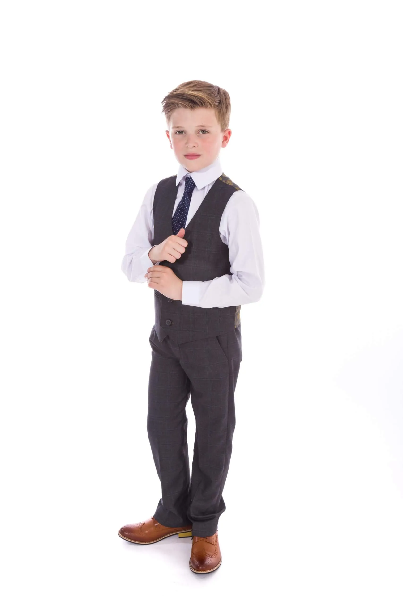 Billy - Dark Grey Fine Check 5 Piece Suit