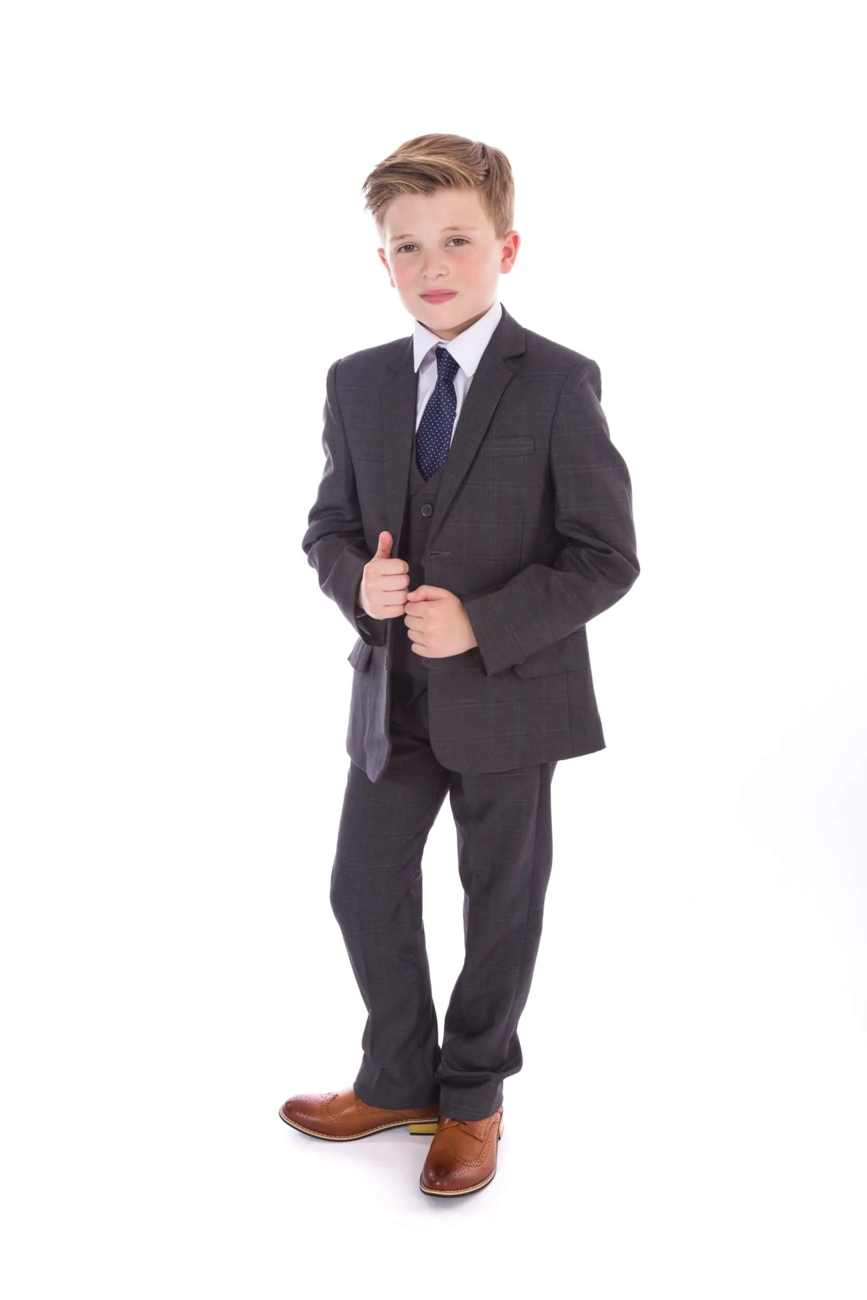 Billy - Dark Grey Fine Check 5 Piece Suit