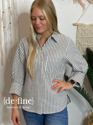 Black and White Striped Button Up