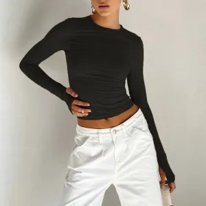 Black Basic Solid Fitted Top
