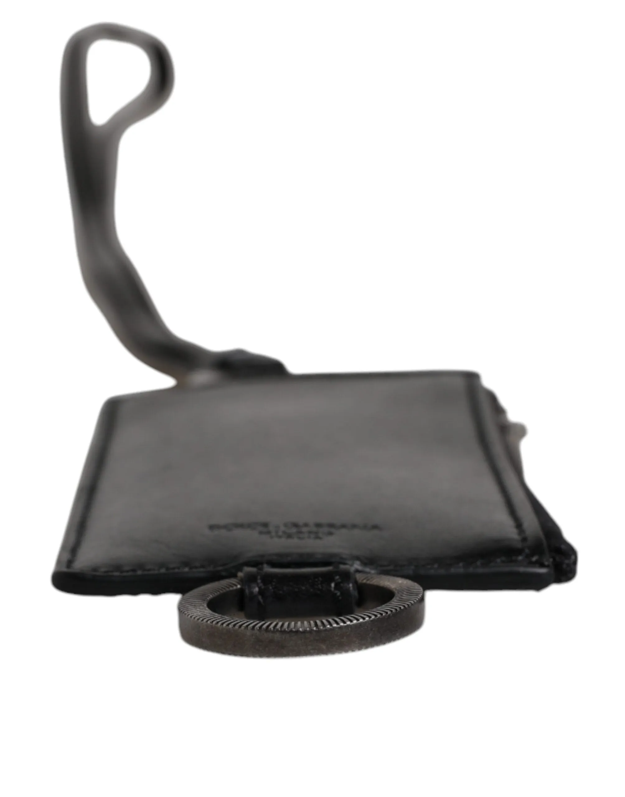 Black Calf Leather Lanyard Logo Card Holder Wallet