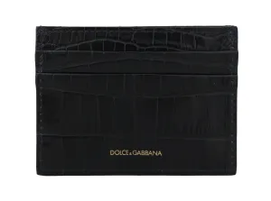 Black Crocodile Skin Mens Cardholder Case Cover