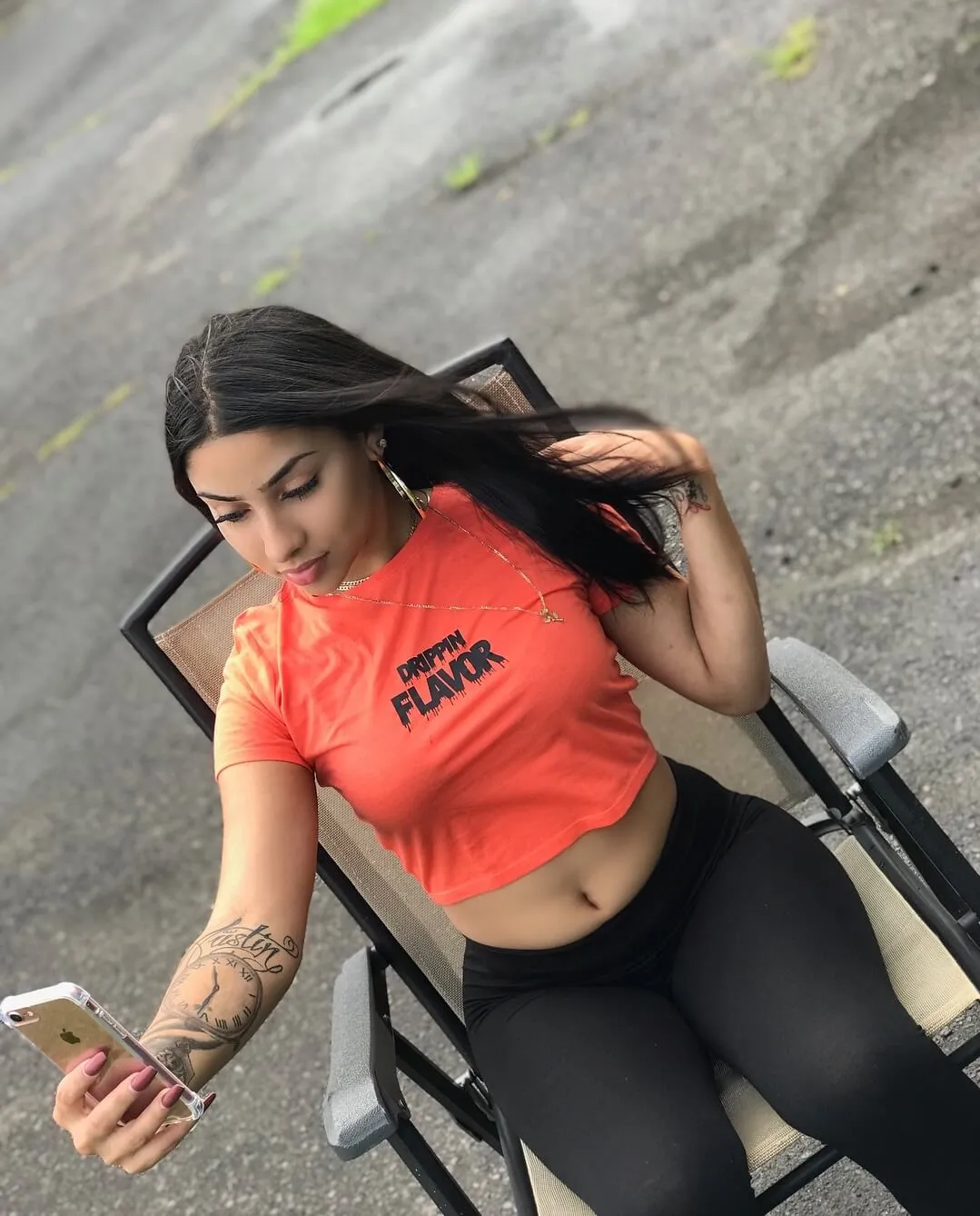 Black Drippin Flavor | Coral Crop Top Tee