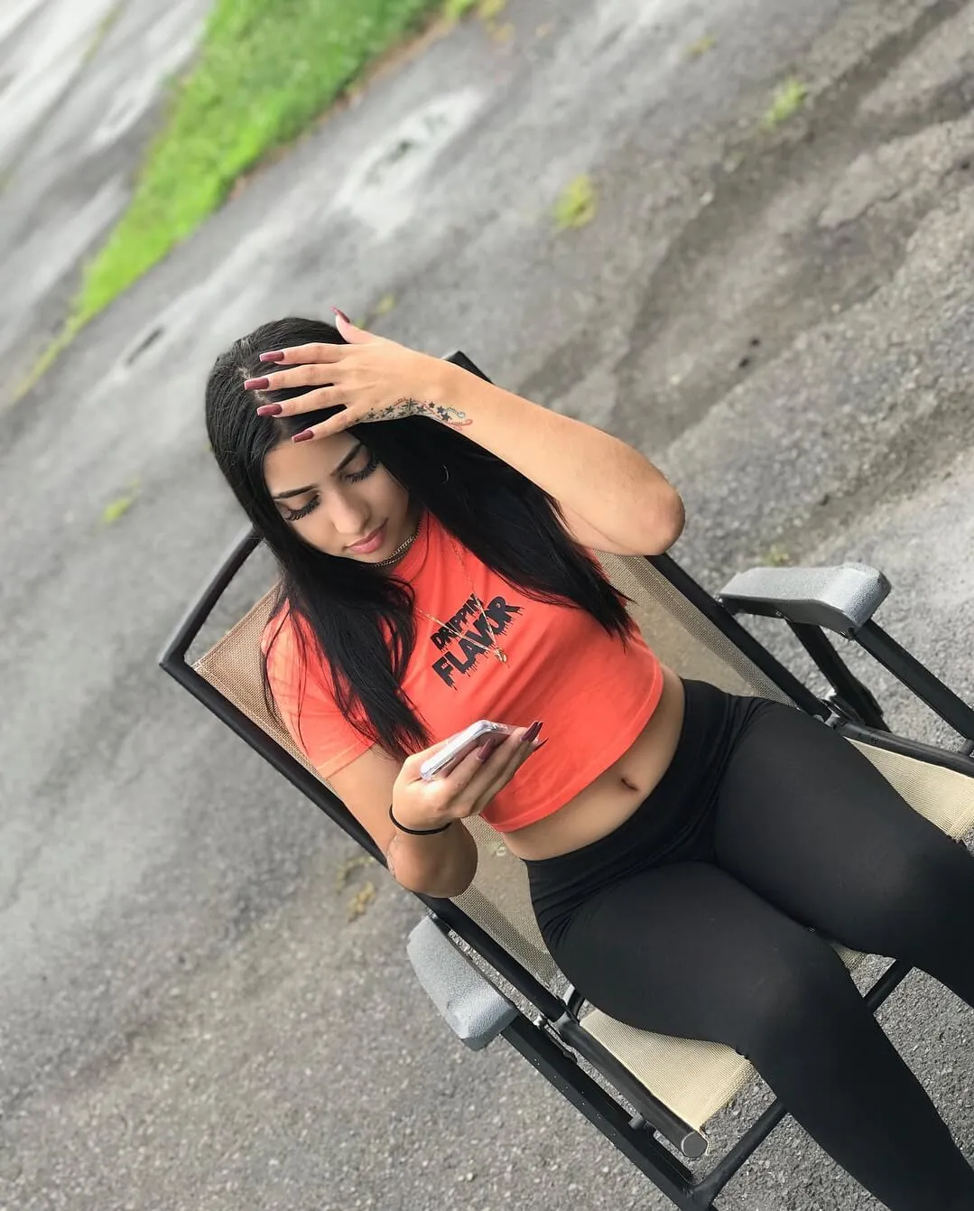 Black Drippin Flavor | Coral Crop Top Tee