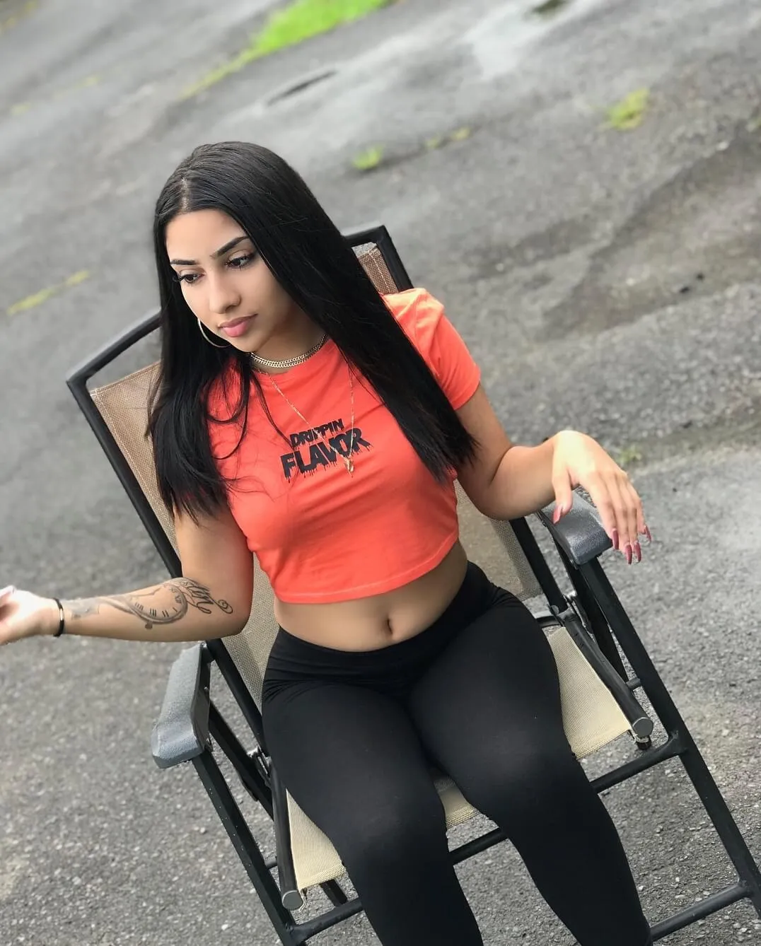Black Drippin Flavor | Coral Crop Top Tee
