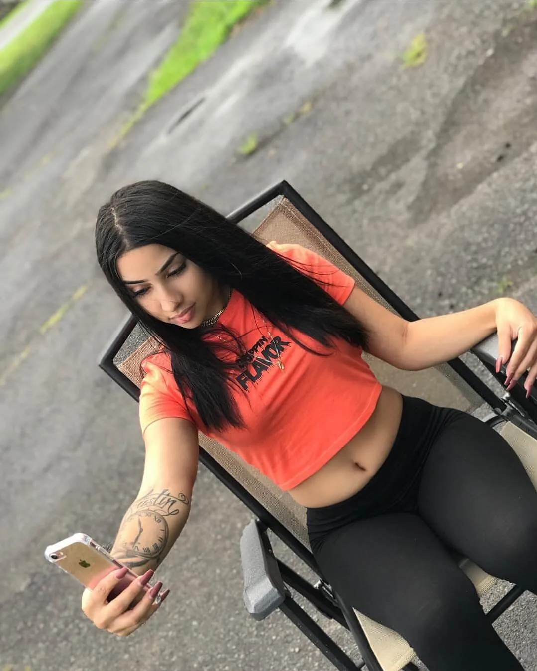 Black Drippin Flavor | Coral Crop Top Tee