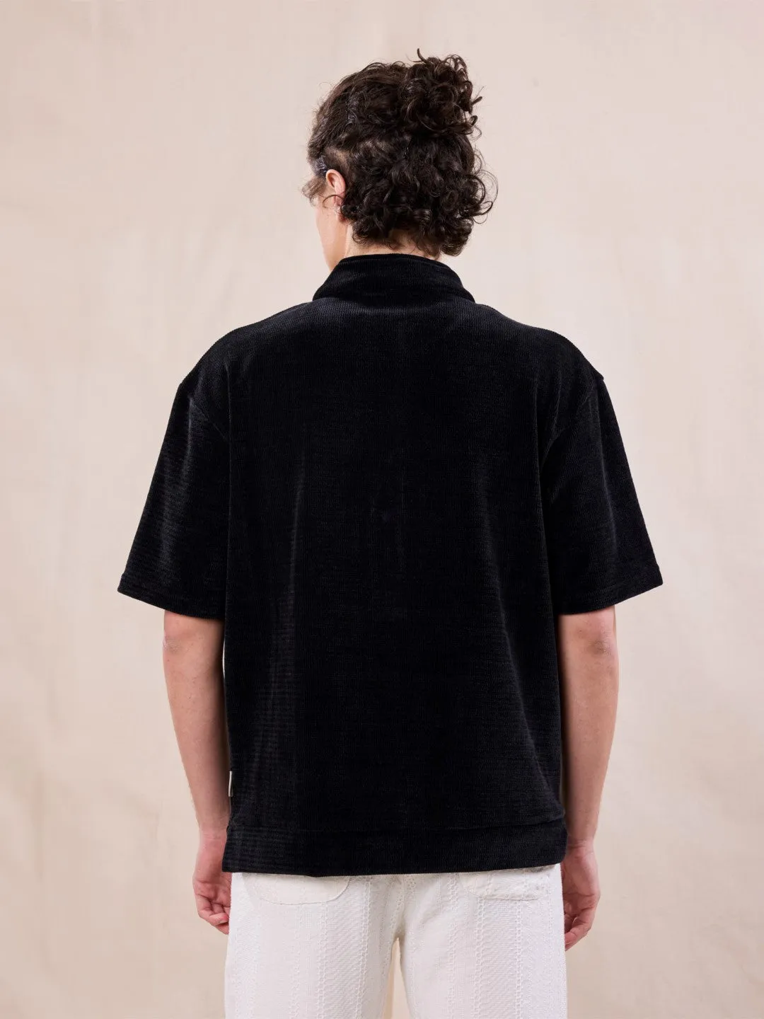 Black Knitted Oversized T-Shirt