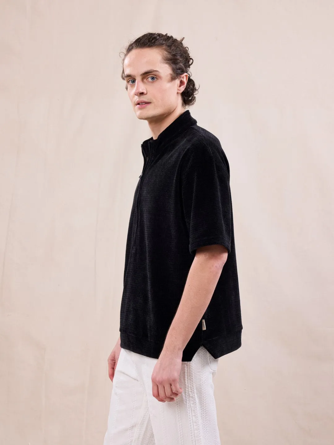 Black Knitted Oversized T-Shirt
