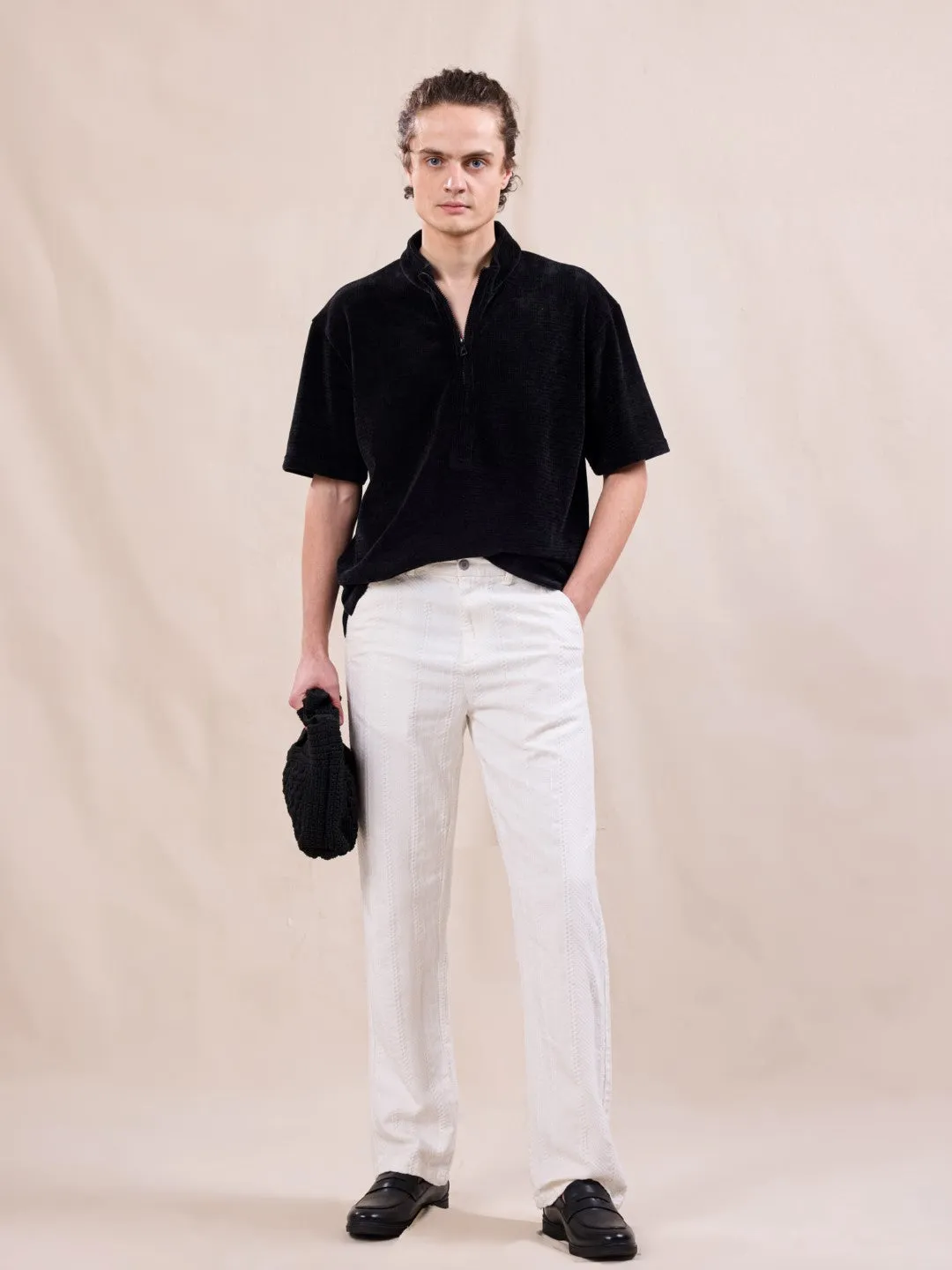 Black Knitted Oversized T-Shirt