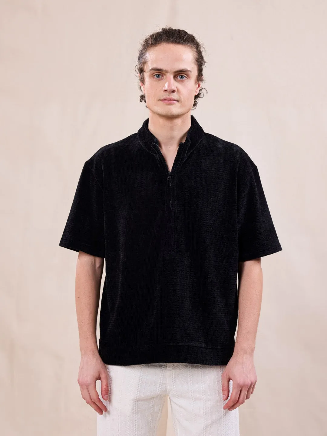 Black Knitted Oversized T-Shirt