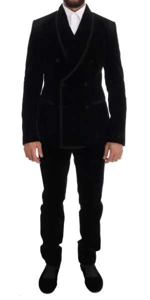 Black Velvet Double Breasted Slim Suit