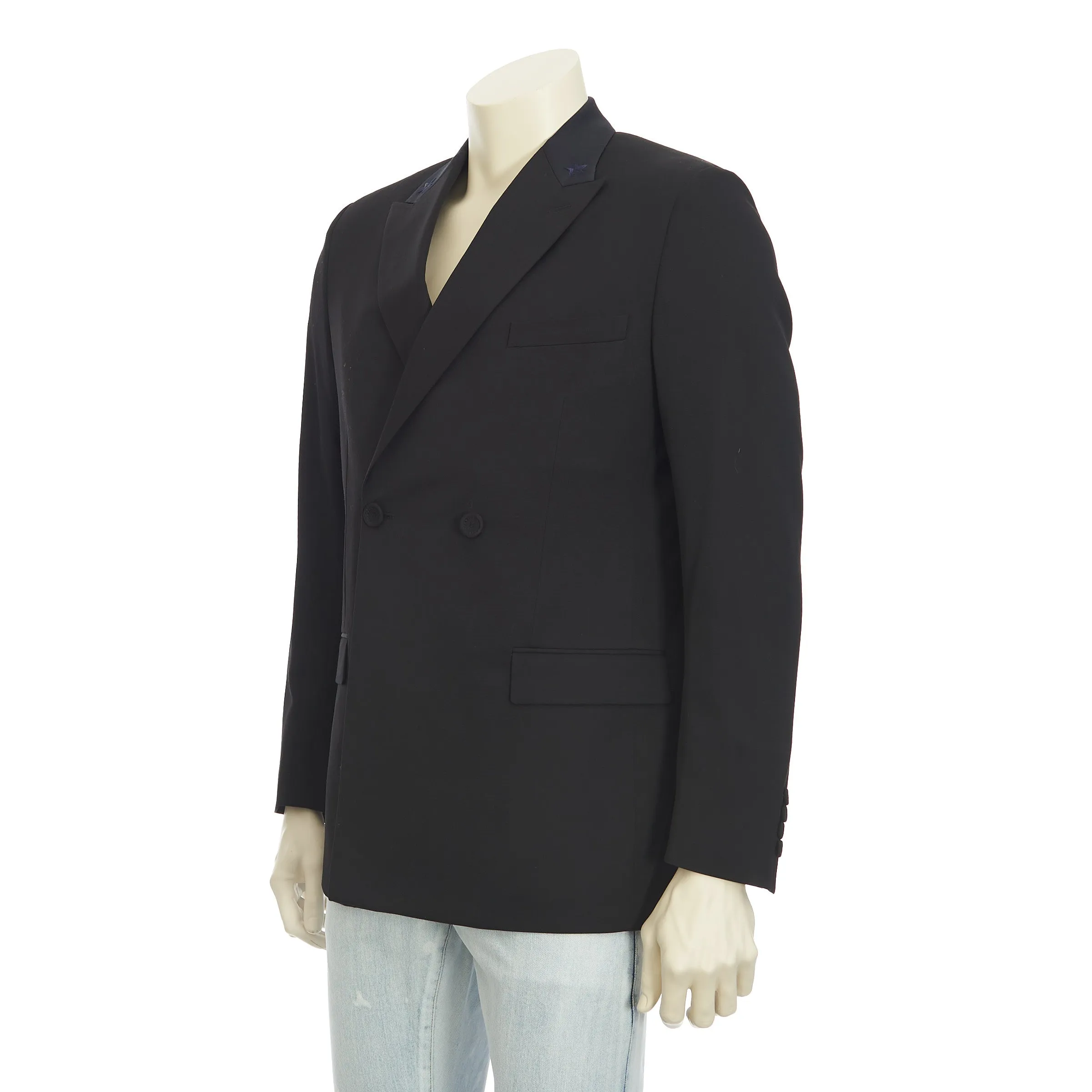 Black Virgin Wool Double-Breated Tailored Jacket