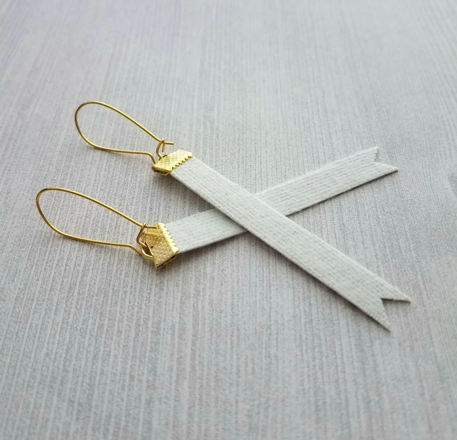 Black White Stripe Earrings - faux leather extra long flag pennant narrow tag style nautical theme - gold locking kidney ear wire - vegan
