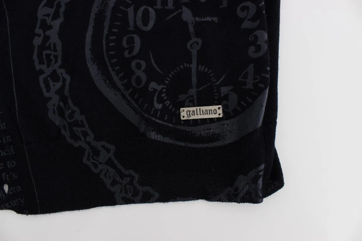 Black Wool Button Down Logo Cardigan