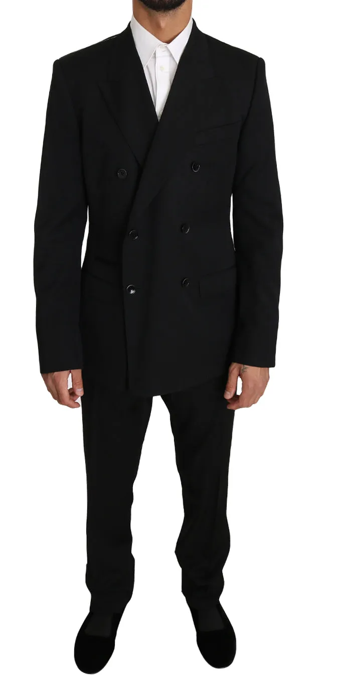 Black Wool SICILIA 2 Piece Slim Suit