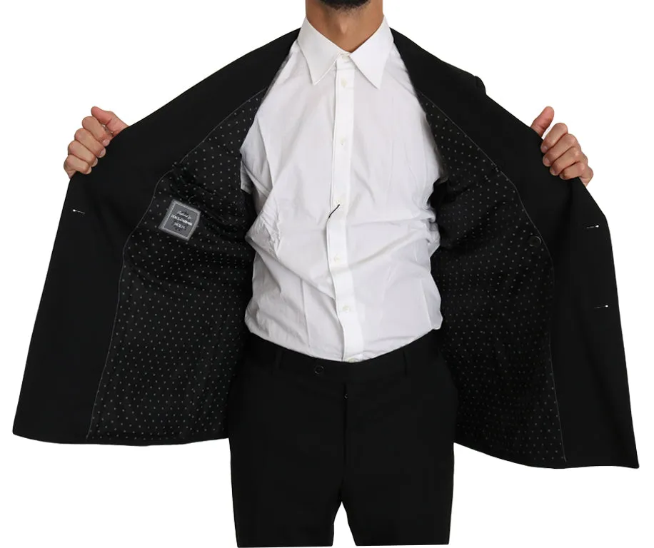 Black Wool SICILIA 2 Piece Slim Suit