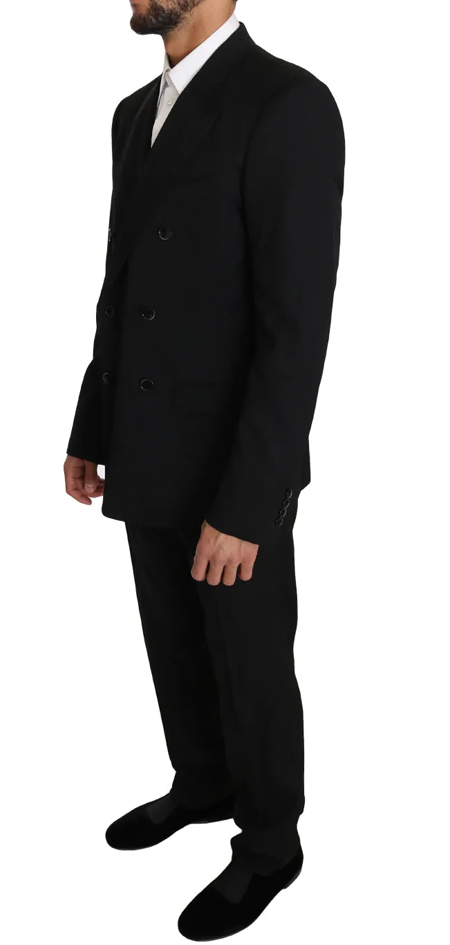 Black Wool SICILIA 2 Piece Slim Suit