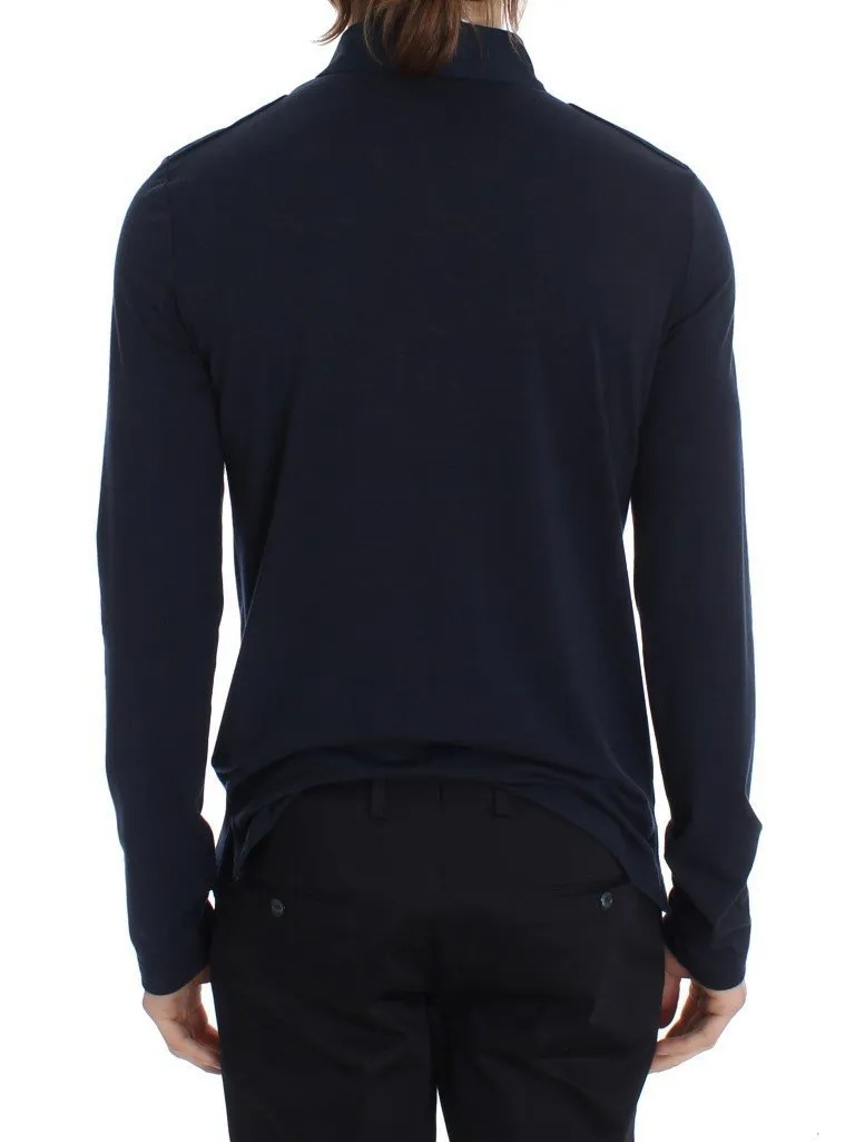 Blue Button Down Polo Sweater