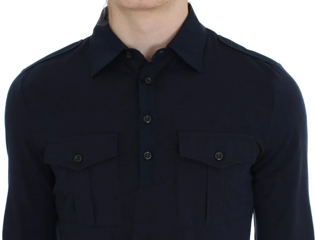 Blue Button Down Polo Sweater